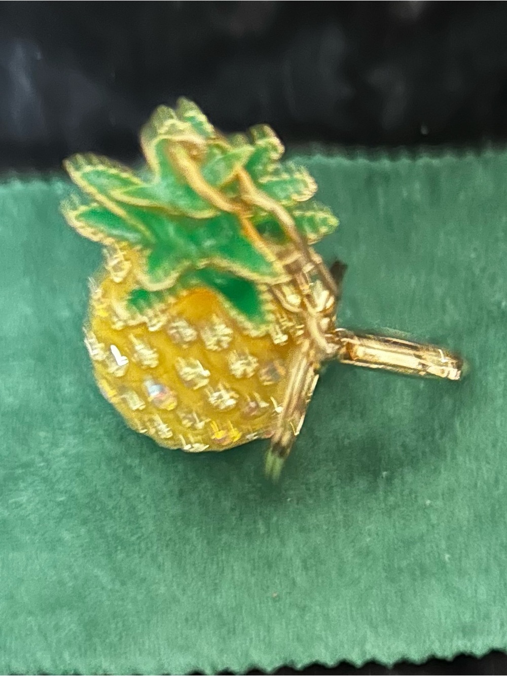 Gold-Tone Pineapple Crystal Keychain Pendant - Green & Yellow - Picture 3 of 6